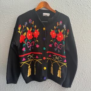 Vintage Spice of Life Decorative Cardigan Holidays Size Large